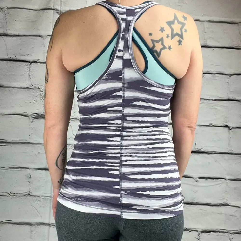 Nike Dri-Fit Zebra Print Racerback‎ Tank Top Size M Gray & Purple